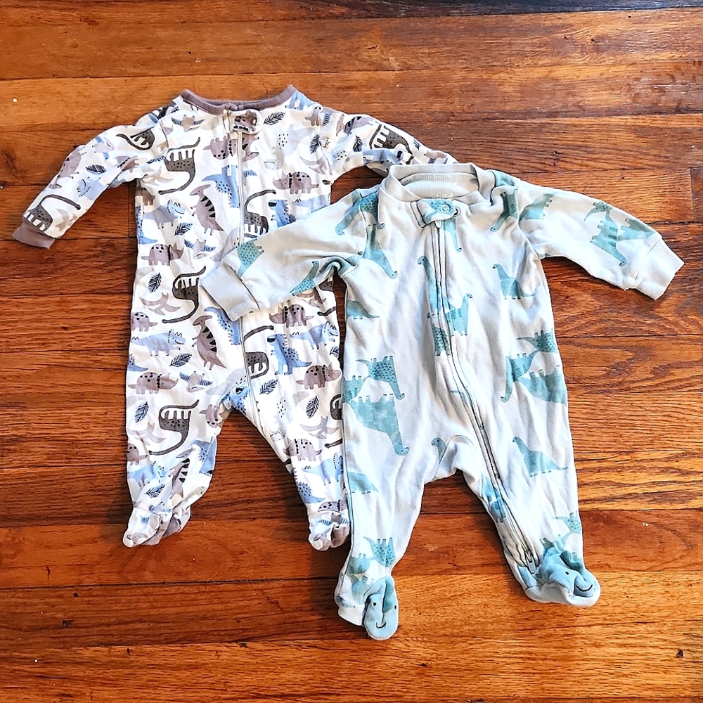 0-3 Months Dinosaur Footie Jammies